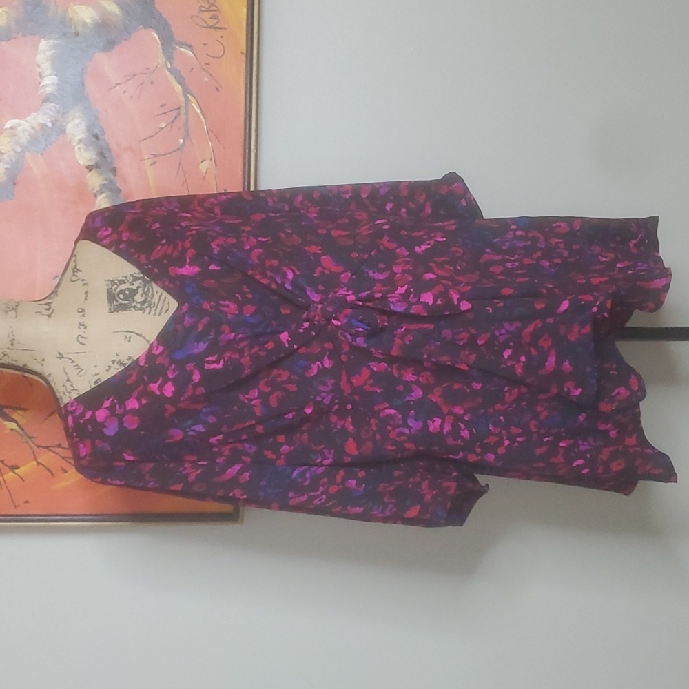 Torrid Rainbow Leopard Georgette Tie Front Blouse Size 5 NWT